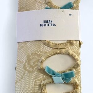 Urban Outfitters Cream Lace Top with Teal Velvet Bows